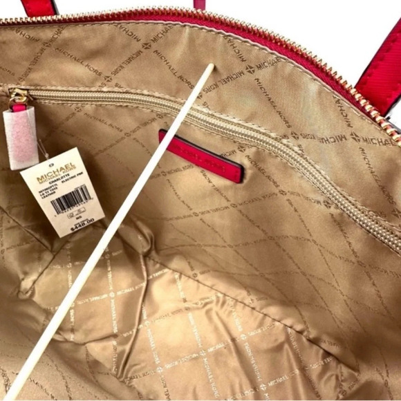 Michael Kors Large Charlotte Tote Bag & MD Bifold Zip Chain Wallet Electric Pink - Picture 11 of 16
